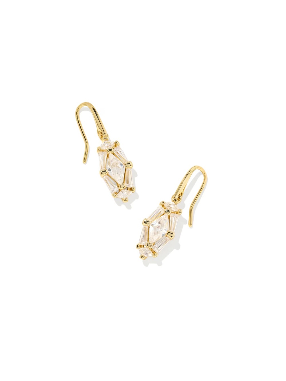 Kendra Scott Gold Clear Crystal Hex Drop Earrings